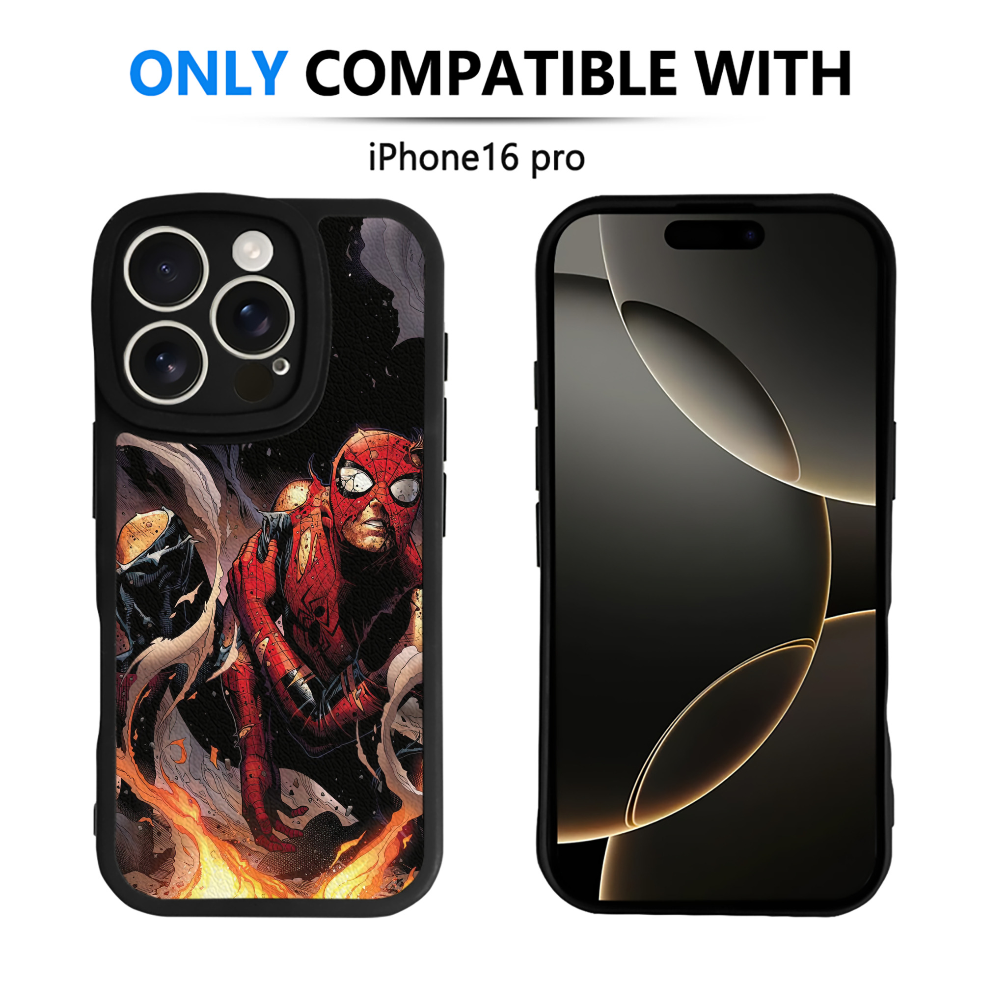 （画像用） Spider Man スパイダーマン 【iPhone 16シリーズ対応】シリコンスマホケース（レザー調） 材質：シリコン